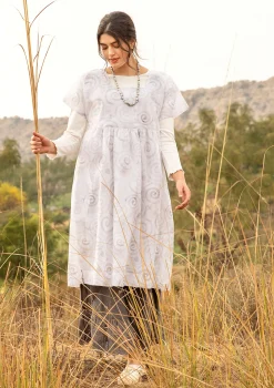 Outlet Gudrun Sjödén Kleid Cumulus Aus Baumwollgewebe weiß