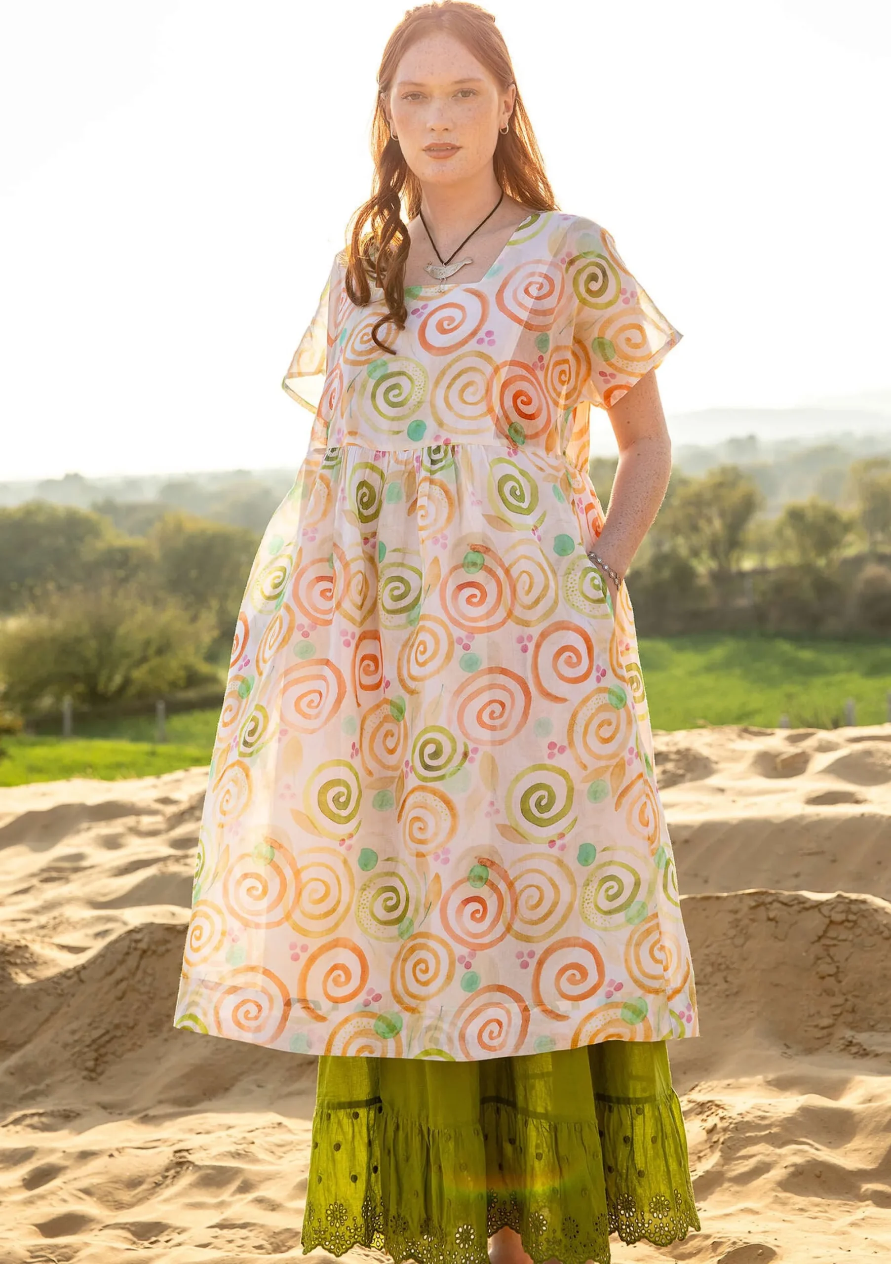 Discount Gudrun Sjödén Kleid Cumulus Aus Baumwollgewebe hellsand