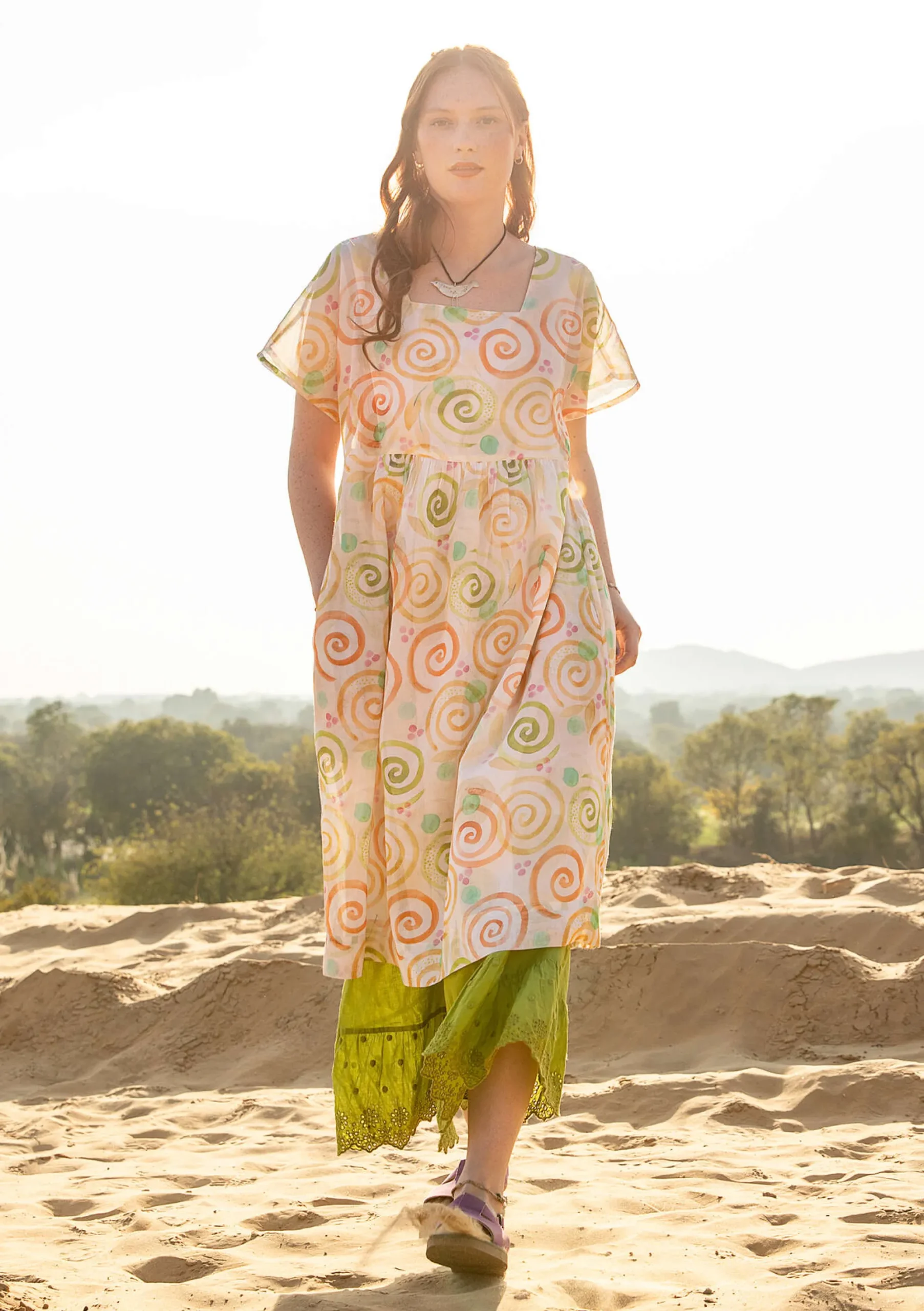 Discount Gudrun Sjödén Kleid Cumulus Aus Baumwollgewebe hellsand