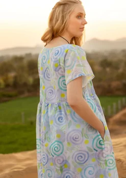 Hot Gudrun Sjödén Kleid Cumulus Aus Baumwollgewebe vergissmeinnicht