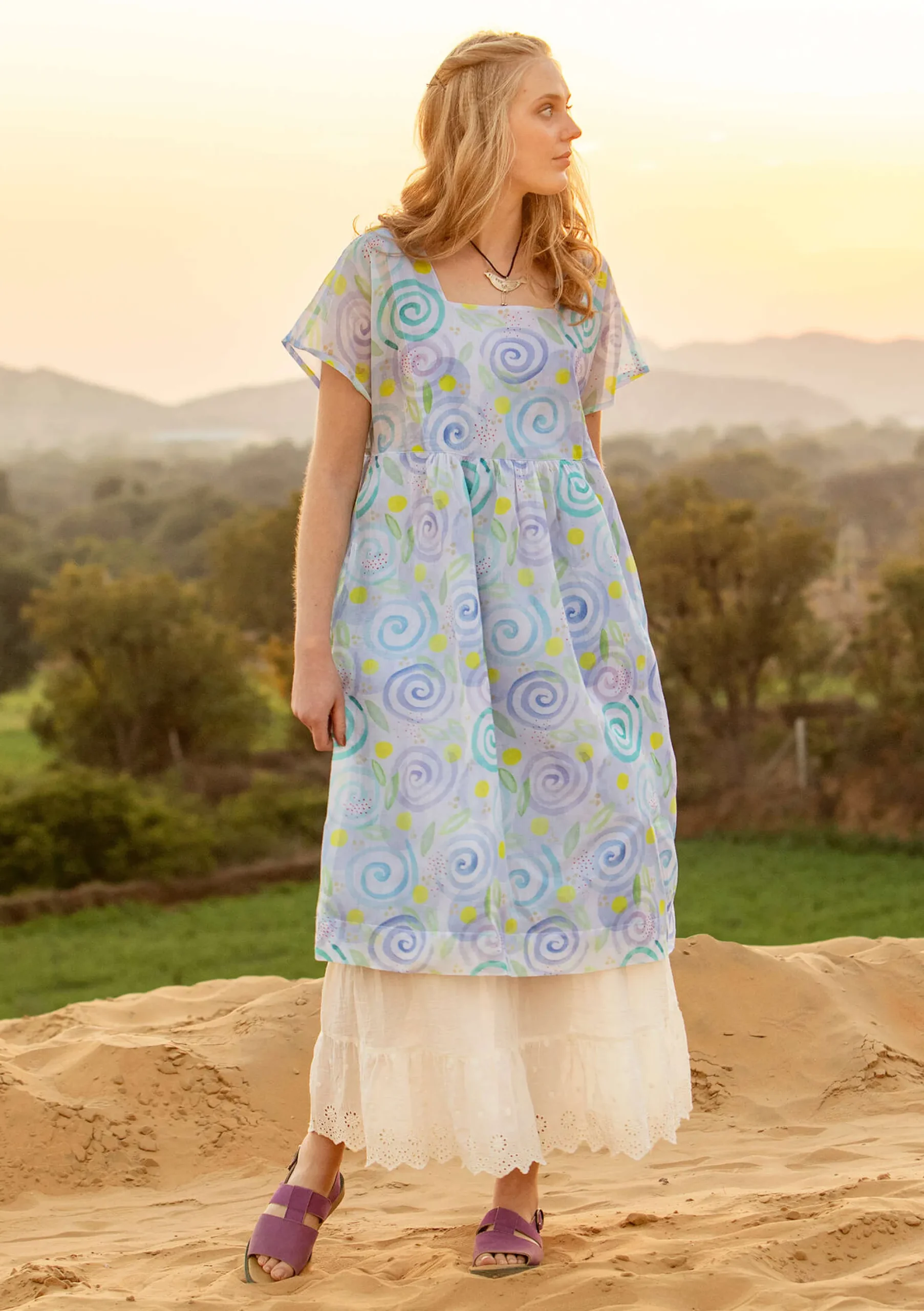 Hot Gudrun Sjödén Kleid Cumulus Aus Baumwollgewebe vergissmeinnicht
