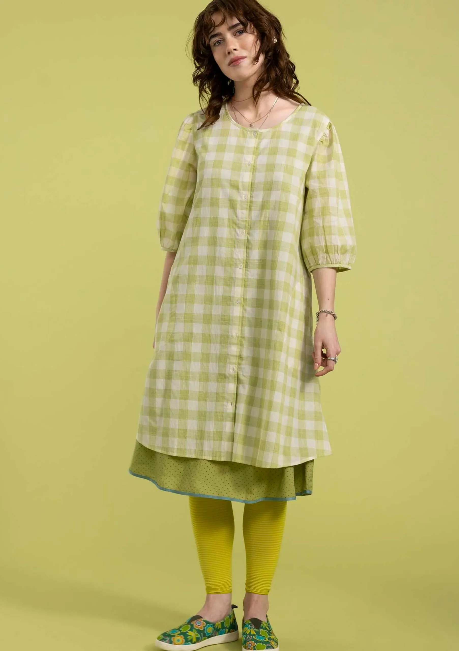 New Gudrun Sjödén Kleid Ellinor Aus Bio-Baumwollgewebe waldgrün