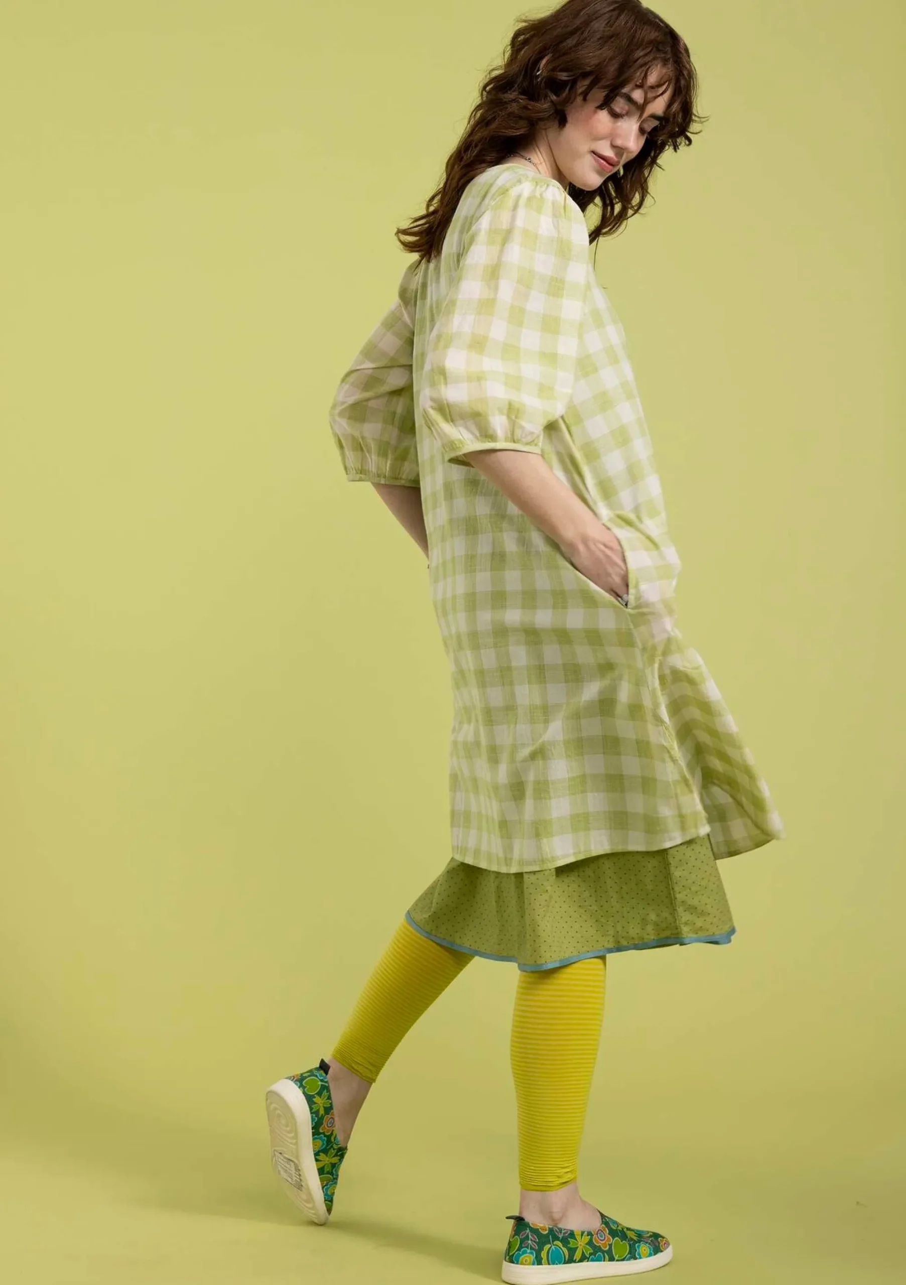New Gudrun Sjödén Kleid Ellinor Aus Bio-Baumwollgewebe waldgrün