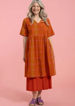 Online Gudrun Sjödén Kleid Fields Aus Baumwollgewebe gebranntes orange