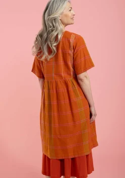 Online Gudrun Sjödén Kleid Fields Aus Baumwollgewebe gebranntes orange
