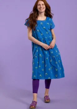 Sale Gudrun Sjödén Kleid Fleur Aus Bio-Baumwollgewebe mittelmeerblau