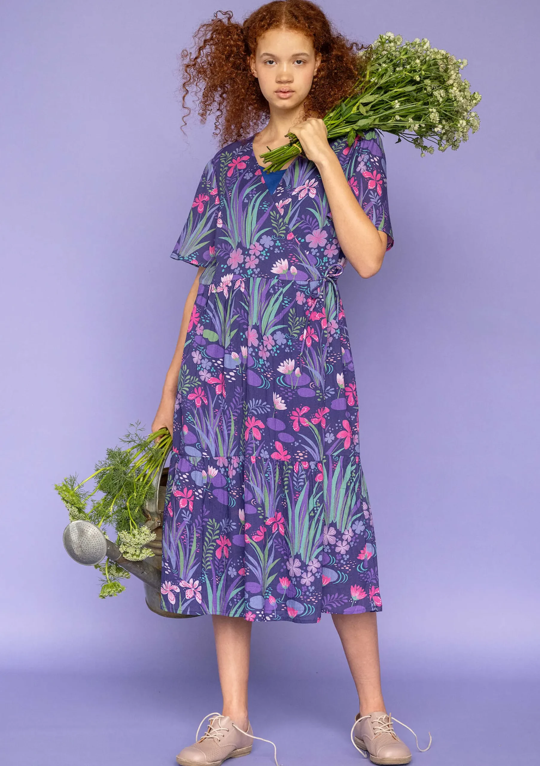 Discount Gudrun Sjödén Kleid Iris Aus Bio-Baumwollgewebe dunkelamethyst