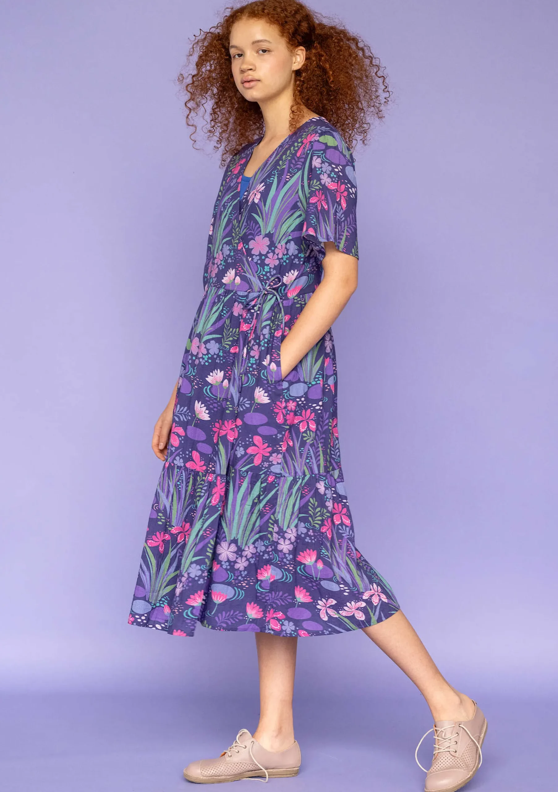Discount Gudrun Sjödén Kleid Iris Aus Bio-Baumwollgewebe dunkelamethyst