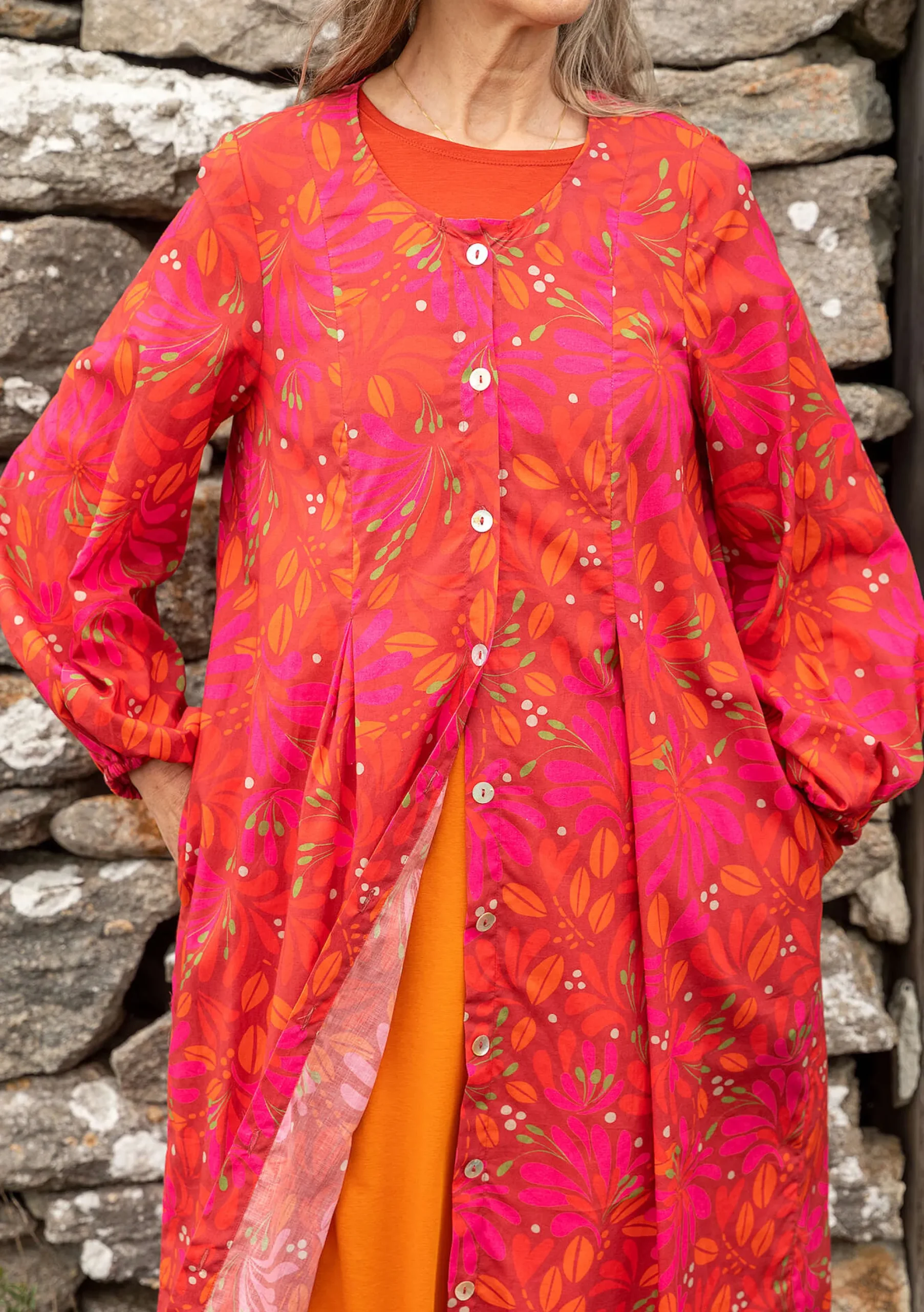 Clearance Gudrun Sjödén Kleid Kaprifol Aus Bio-Baumwolle rosenholz