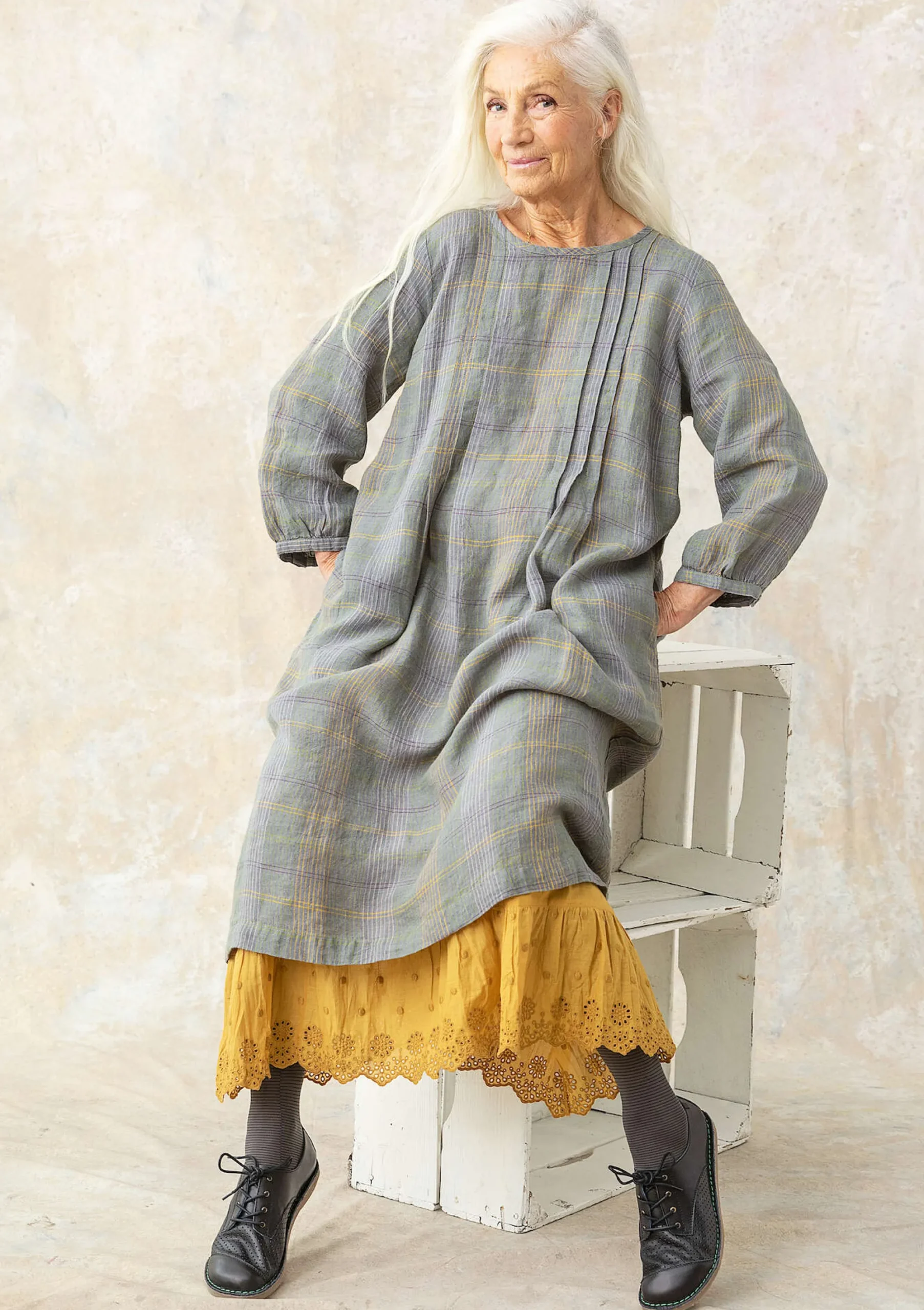 Online Gudrun Sjödén Kleid Lillian Aus Leinengewebe grafit-gemustert