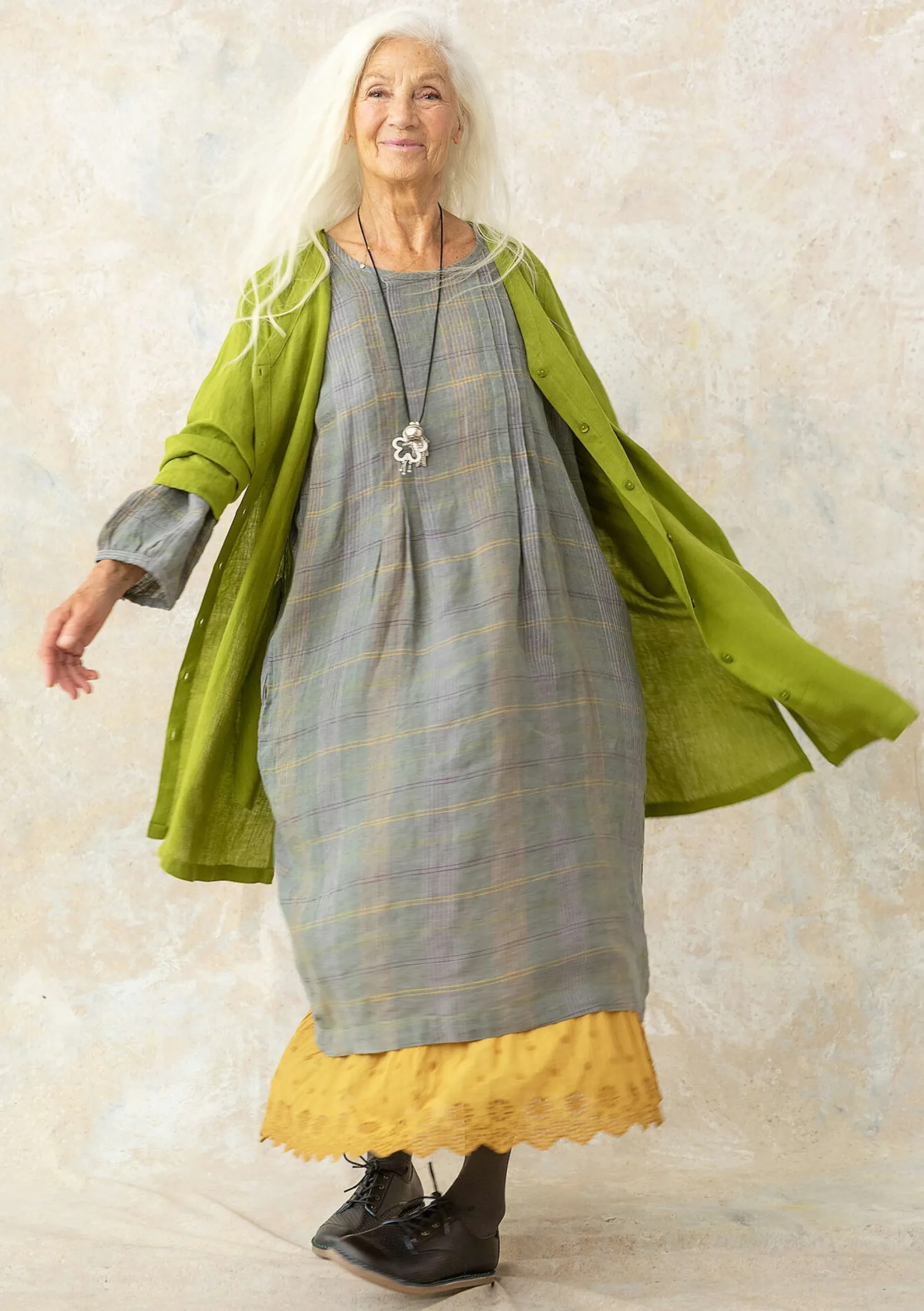 Online Gudrun Sjödén Kleid Lillian Aus Leinengewebe grafit-gemustert