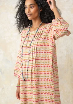 Sale Gudrun Sjödén Kleid Lillian Aus Leinengewebe rosa sand-gemustert