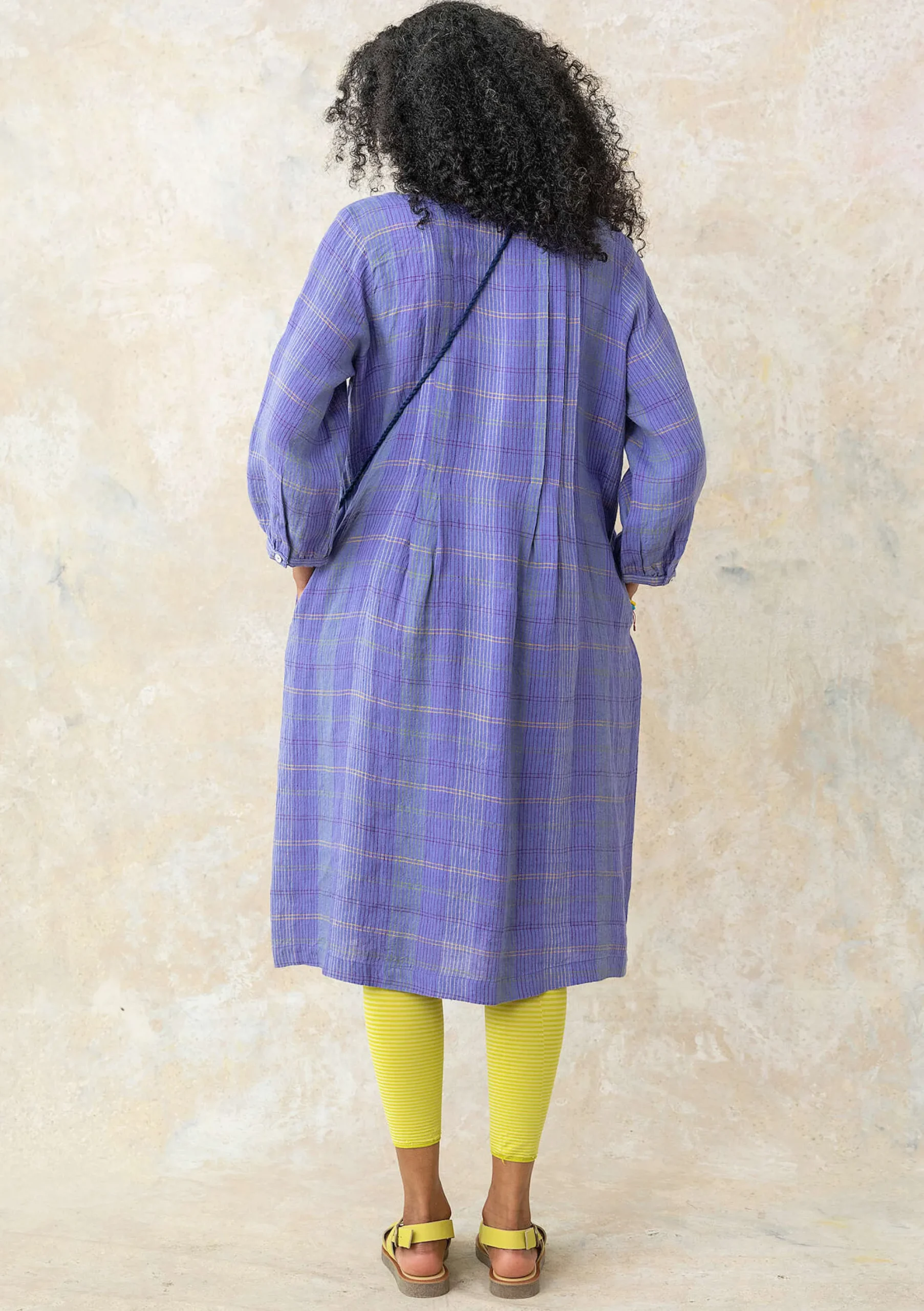 Outlet Gudrun Sjödén Kleid Lillian Aus Leinengewebe himmelblau-gemustert