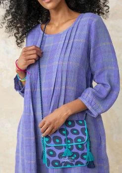 Outlet Gudrun Sjödén Kleid Lillian Aus Leinengewebe himmelblau-gemustert