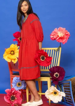 Discount Gudrun Sjödén Kleid Margit Aus Leinen/Modal-Gewebe papageienrot
