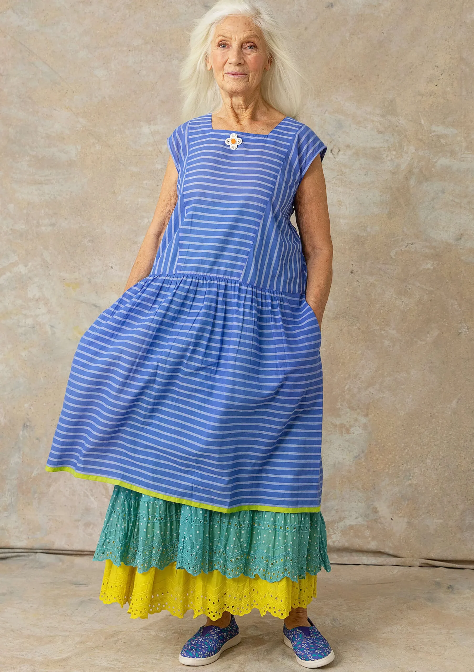 New Gudrun Sjödén Kleid Nord Aus Bio-Baumwollgewebe lotusblau