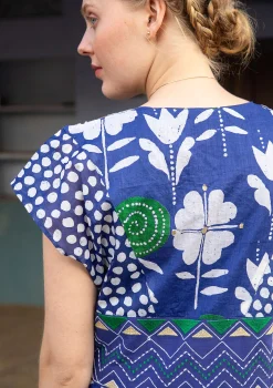 New Gudrun Sjödén Kleid Rosamunda Aus Baumwollgewebe tiefblau