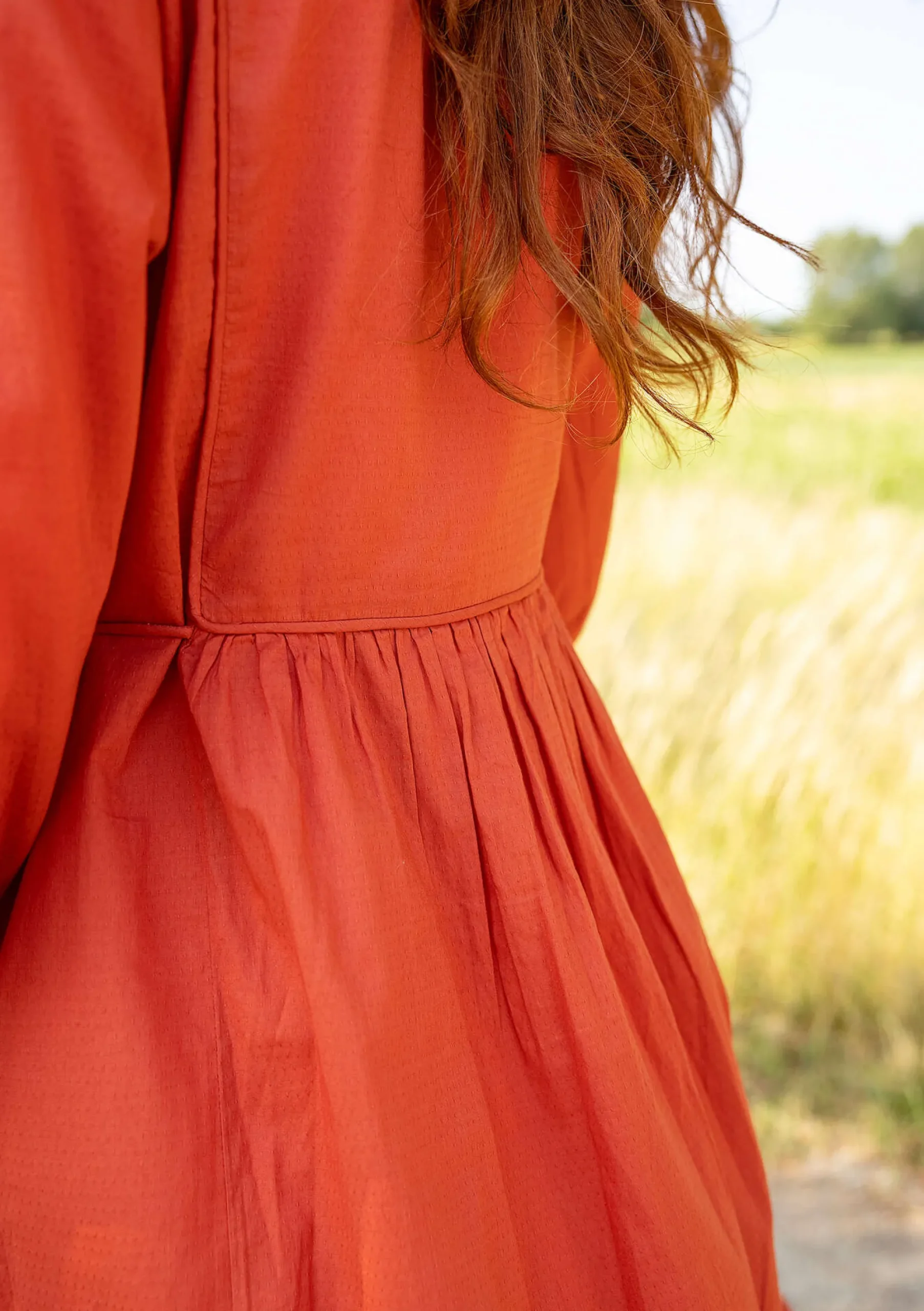 New Gudrun Sjödén Kleid Sahara Aus Bio-Baumwollgewebe ziegel