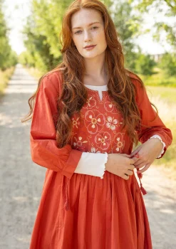 New Gudrun Sjödén Kleid Sahara Aus Bio-Baumwollgewebe ziegel