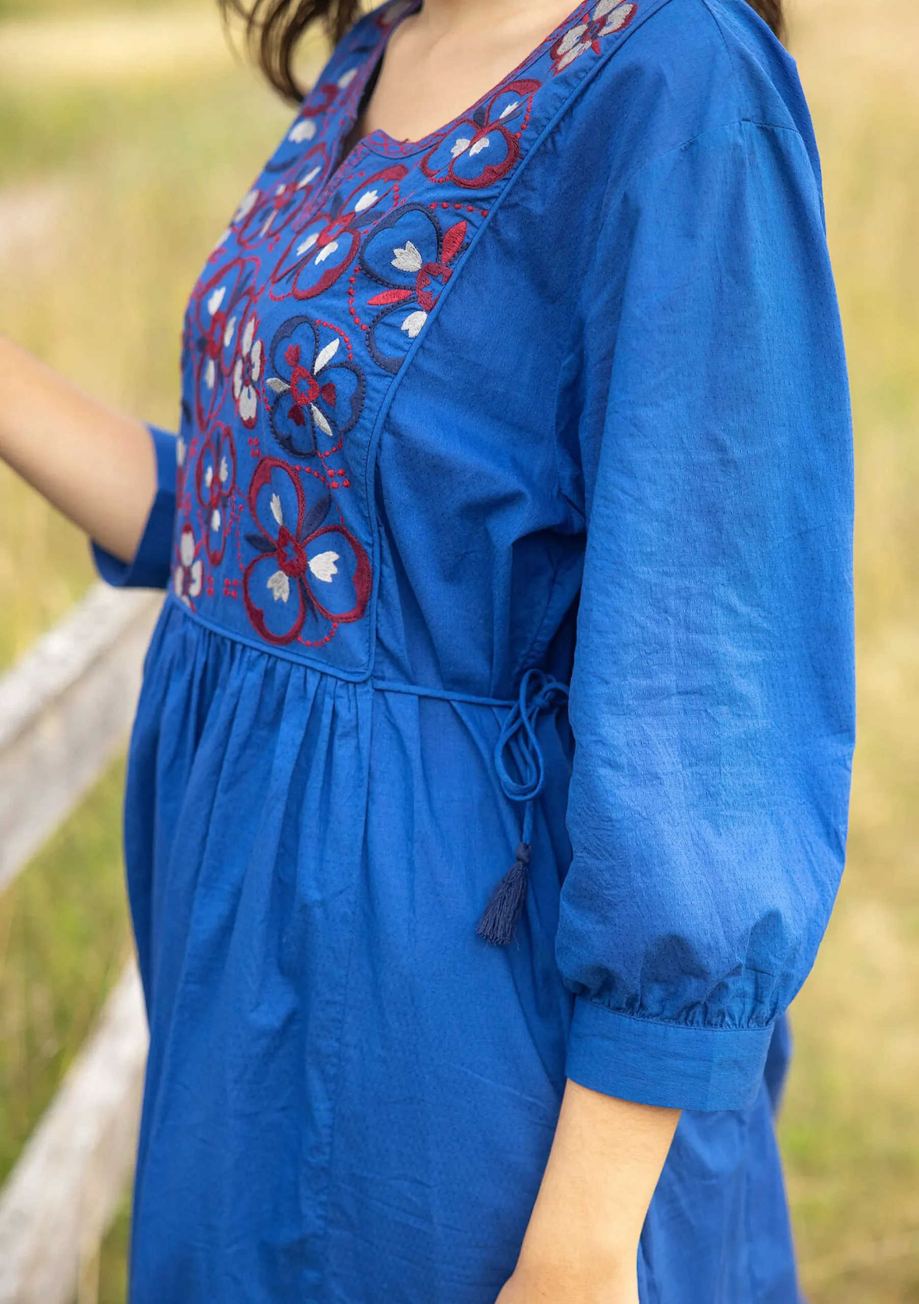 New Gudrun Sjödén Kleid Sahara Aus Bio-Baumwollgewebe porzellanblau