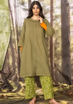 Gudrun Sjödén Kleid Tjärn Aus Bio-Baumwollgewebe thuja