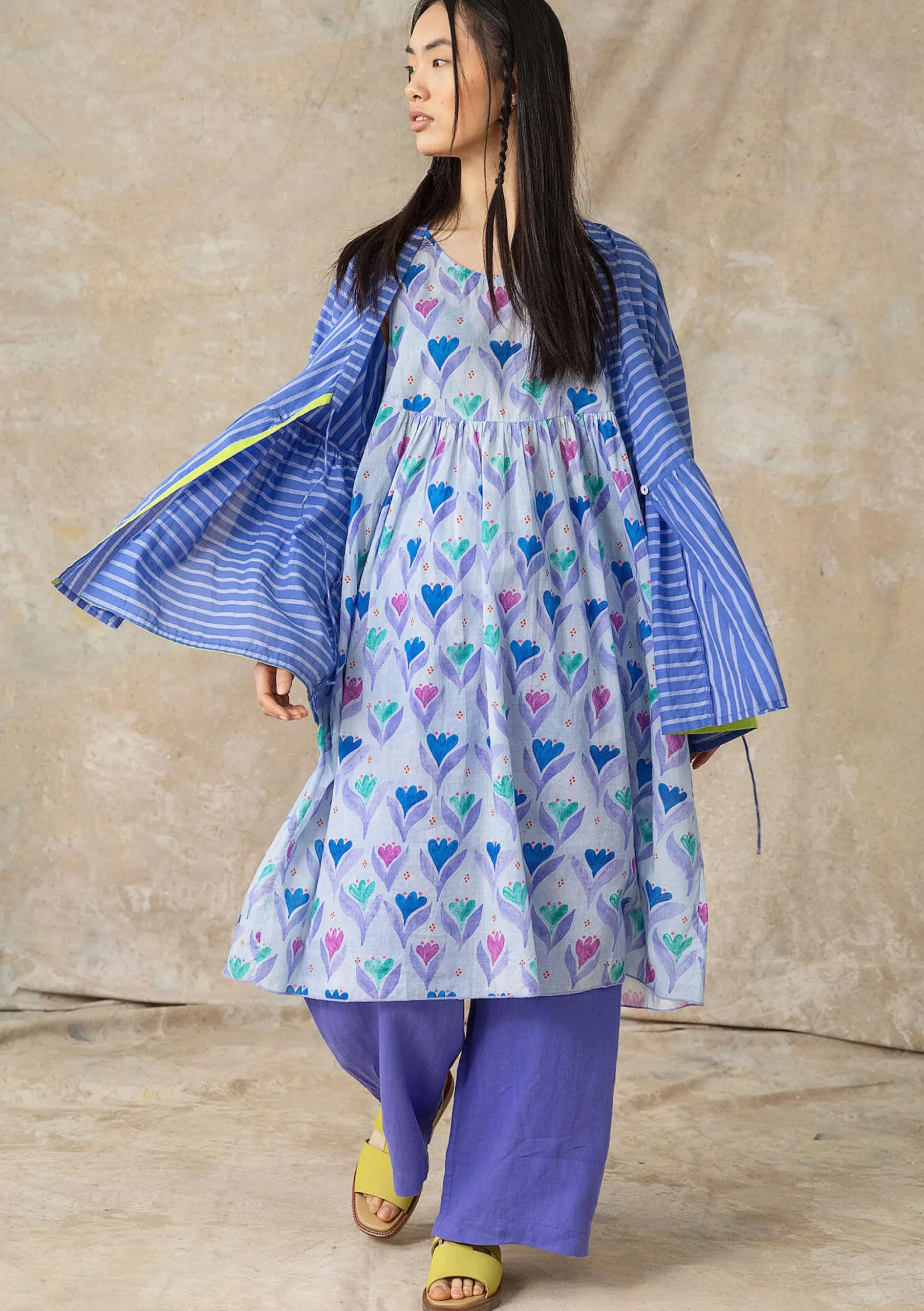 Sale Gudrun Sjödén Kleid Öst Aus Bio-Baumwollgewebe vergissmeinnicht