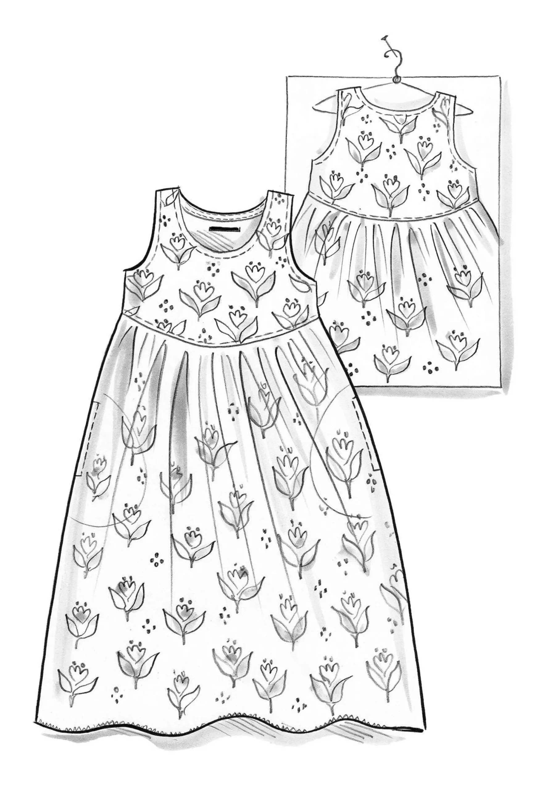 Sale Gudrun Sjödén Kleid Öst Aus Bio-Baumwollgewebe vergissmeinnicht