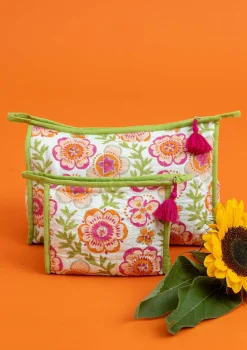 Best Gudrun Sjödén Kosmetiktasche Petals Aus Bio-Baumwolle waldgrün