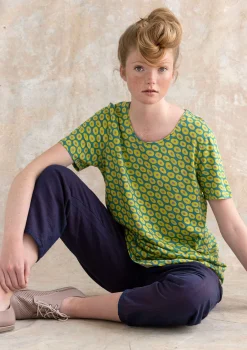 Outlet Gudrun Sjödén Kurzarmshirt Billie Aus Bio-Baumwolle/Modal aqua-gemustert