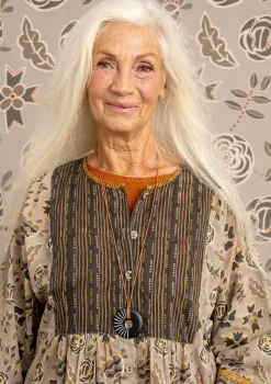 Outlet Gudrun Sjödén Künstlerbluse Amber Aus Bio-Baumwolle kalkstein