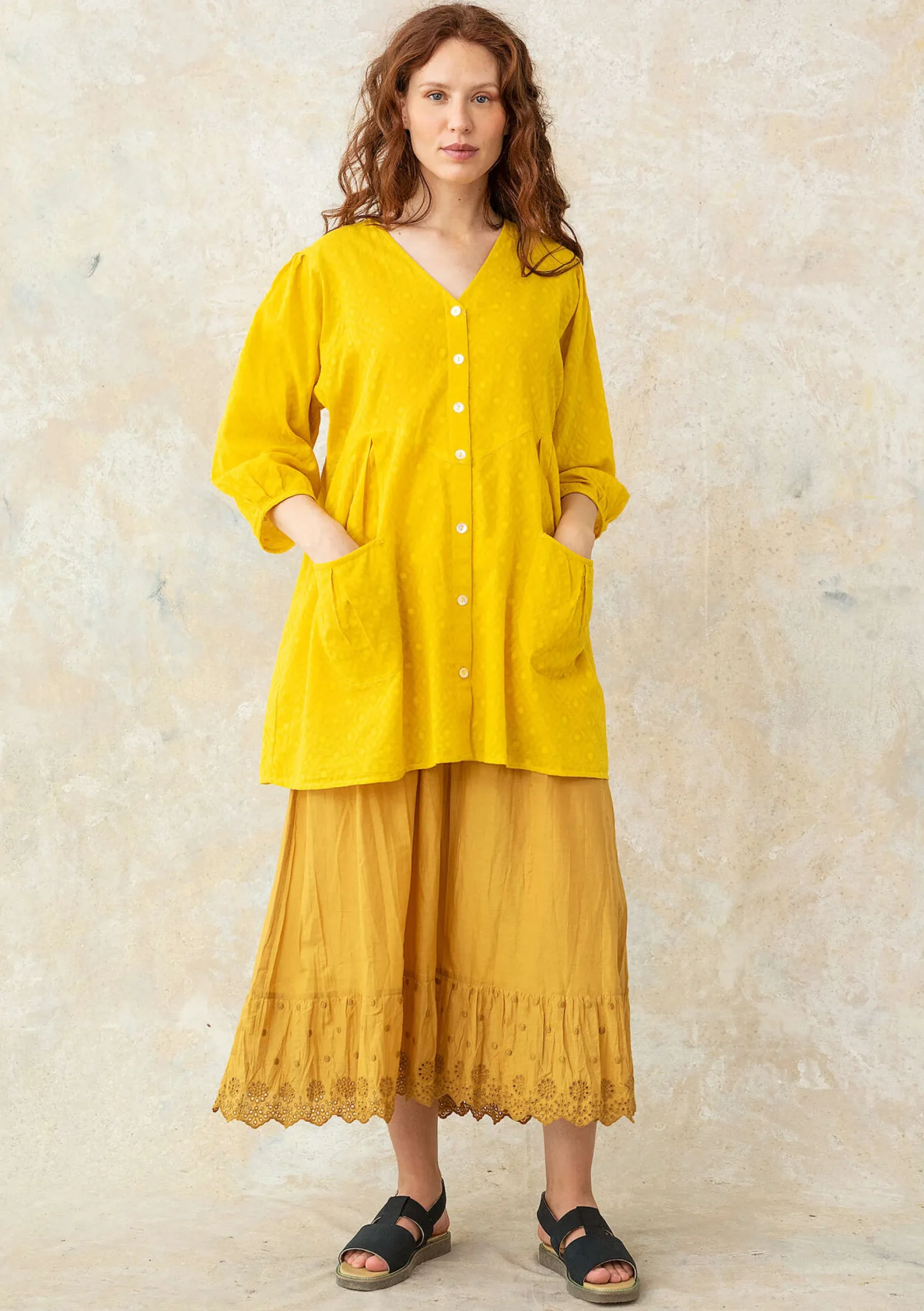 Sale Gudrun Sjödén Künstlerbluse Aus Bio-Baumwollgewebe ananas