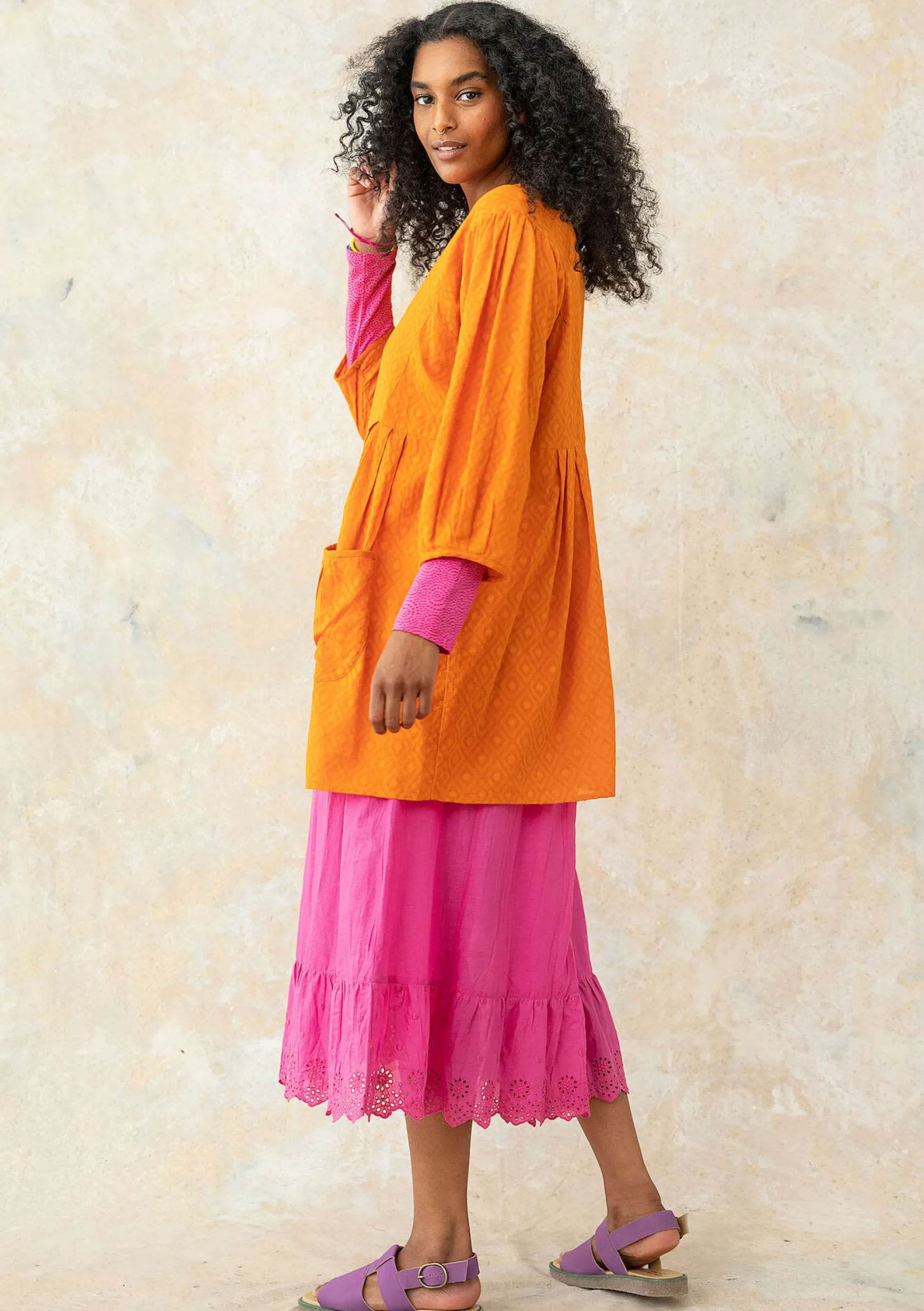Sale Gudrun Sjödén Künstlerbluse Aus Bio-Baumwollgewebe masala