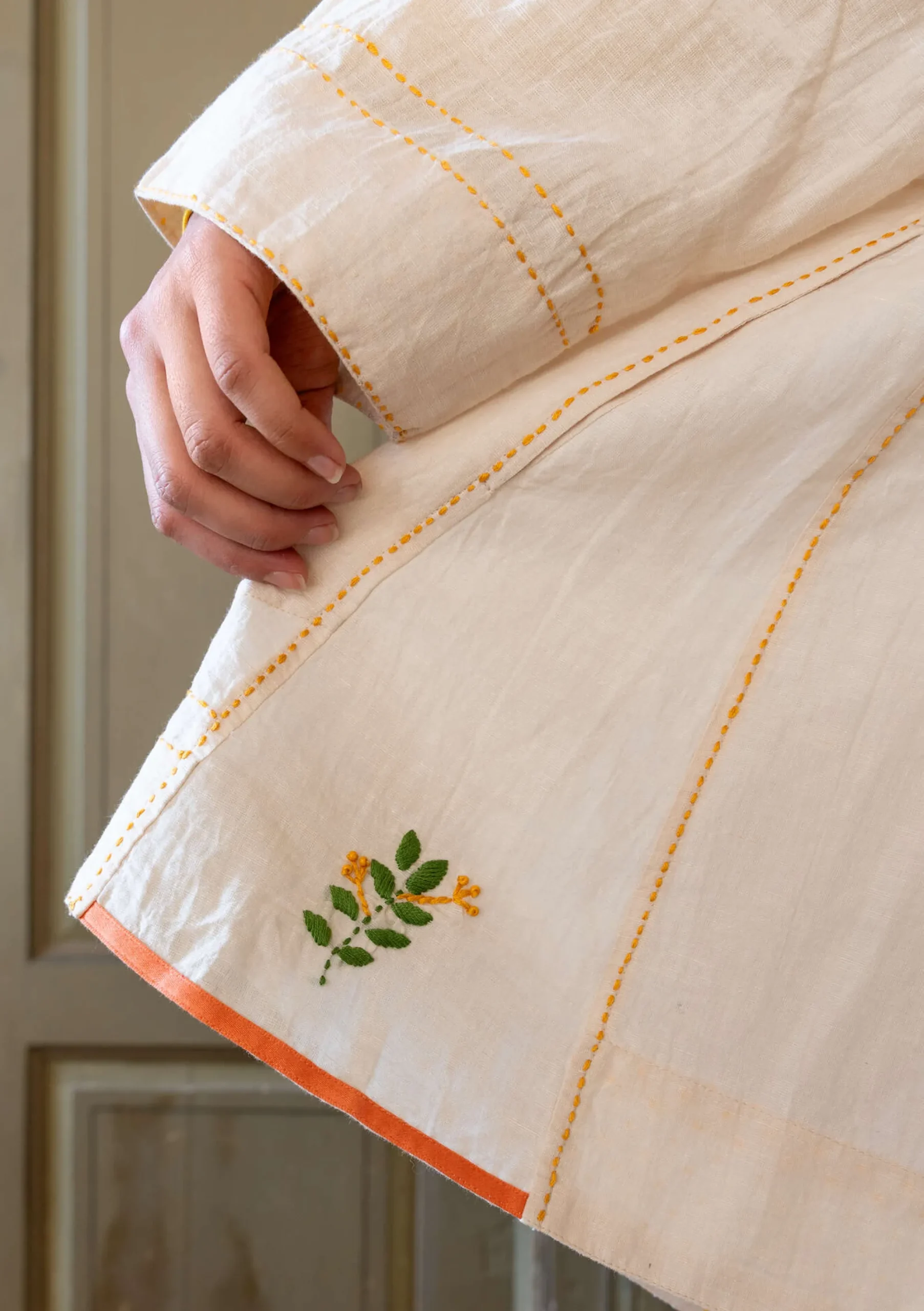 Sale Gudrun Sjödén Künstlerbluse Shimla Aus Bio-Baumwolle/Leinen Mandelmilch