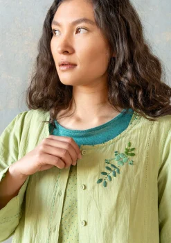 Clearance Gudrun Sjödén Künstlerbluse Shimla Aus Bio-Baumwolle/Leinen pistazie