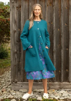 Sale Gudrun Sjödén Langstrickjacke Aus Gefilzter Bio-Wolle petrol