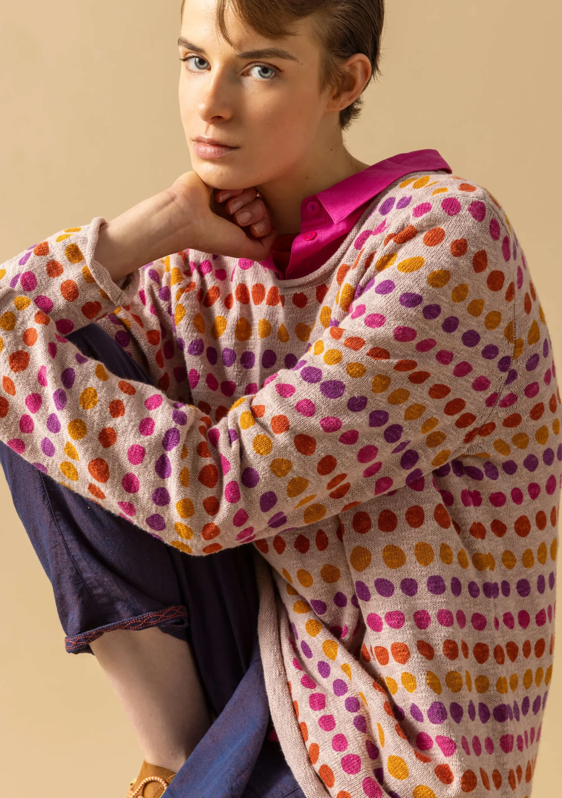 Discount Gudrun Sjödén Lieblingspullover Abby Aus Bio-/Recycling-Baumwolle rosa sand-gemustert