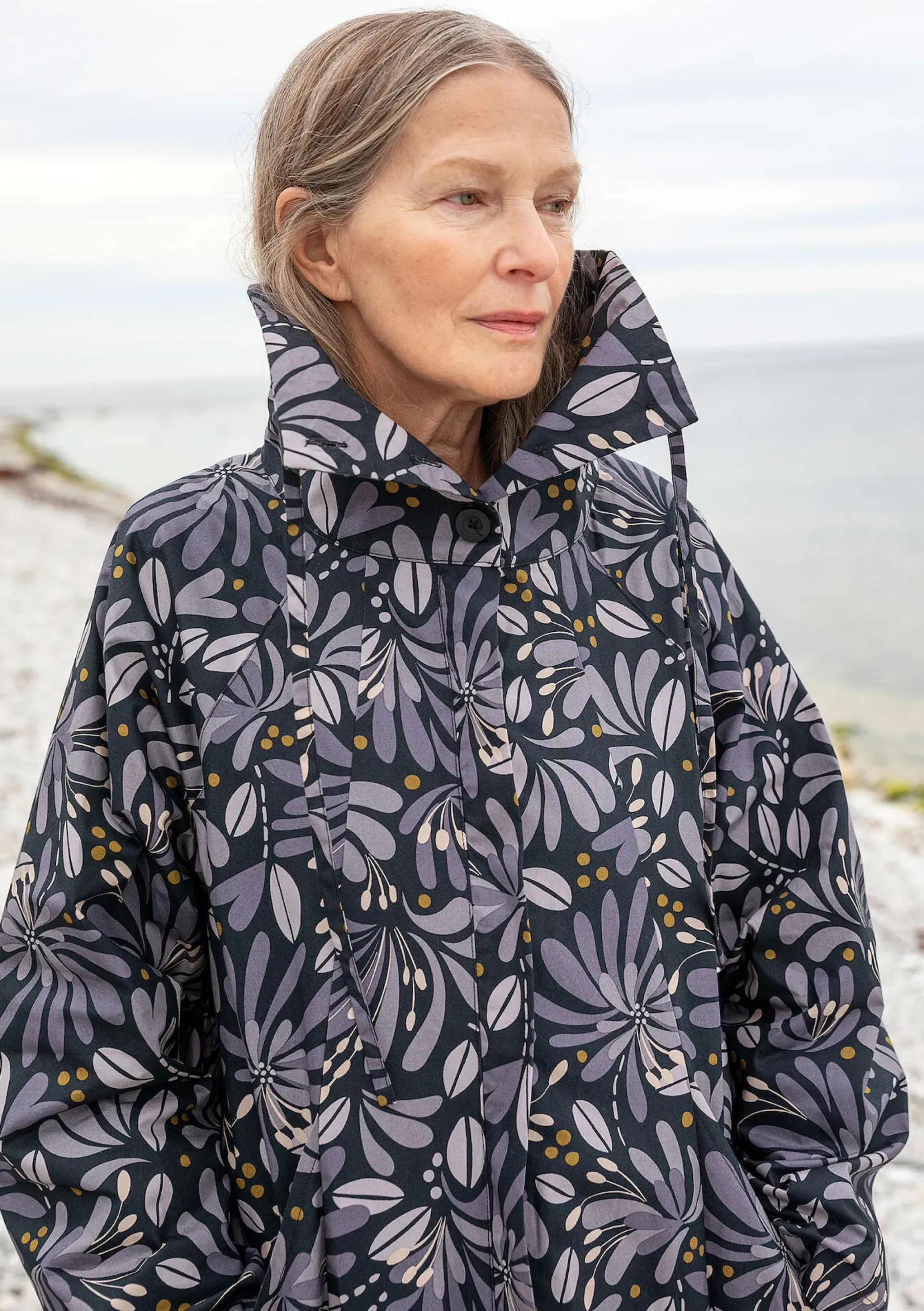 Outlet Gudrun Sjödén Mantel Kaprifol Aus Bio-Baumwolle schwarz
