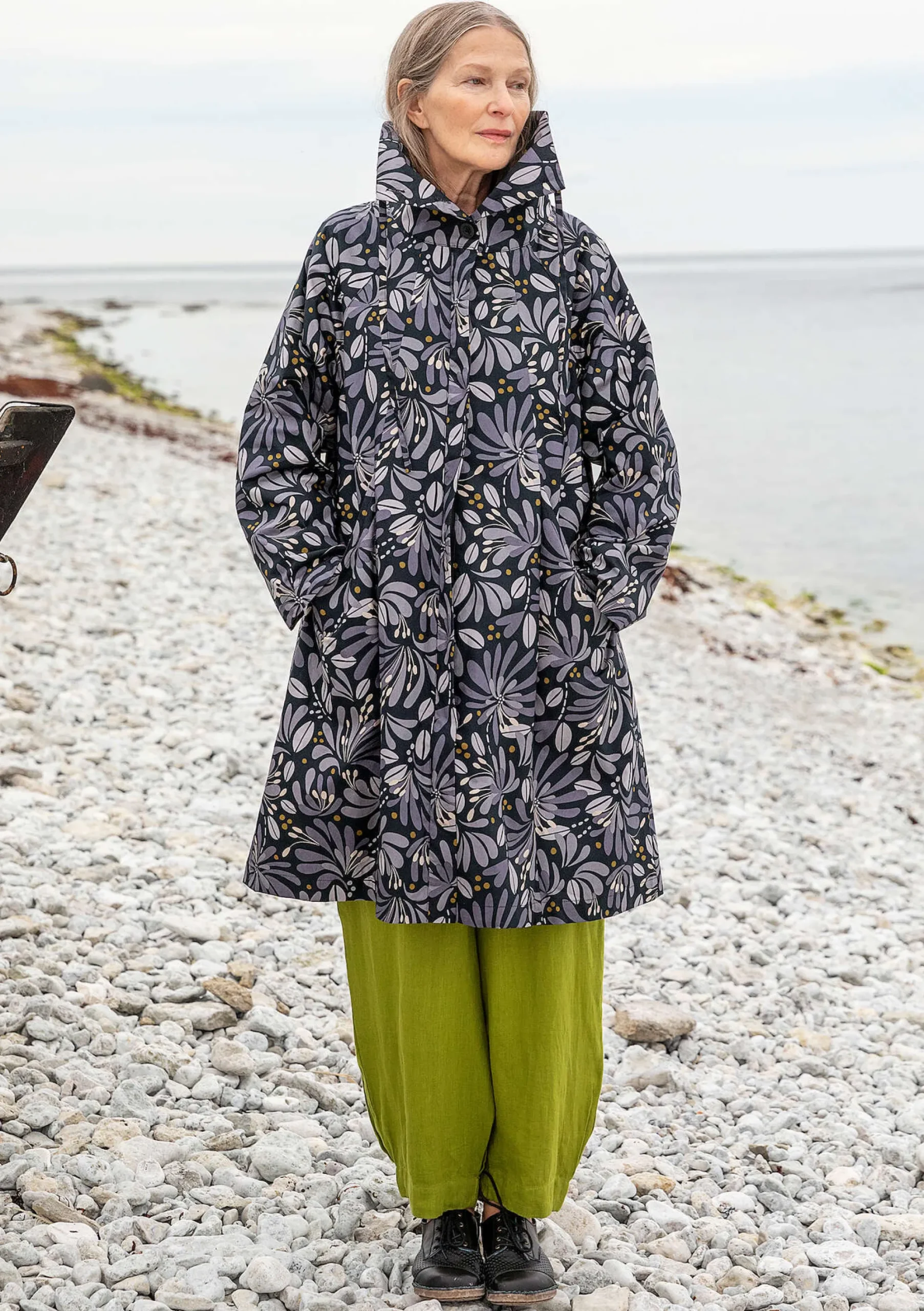 Outlet Gudrun Sjödén Mantel Kaprifol Aus Bio-Baumwolle schwarz