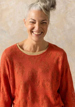New Gudrun Sjödén Pointelle-Pullover Aus Leinen/Recycling-Leinen ziegel