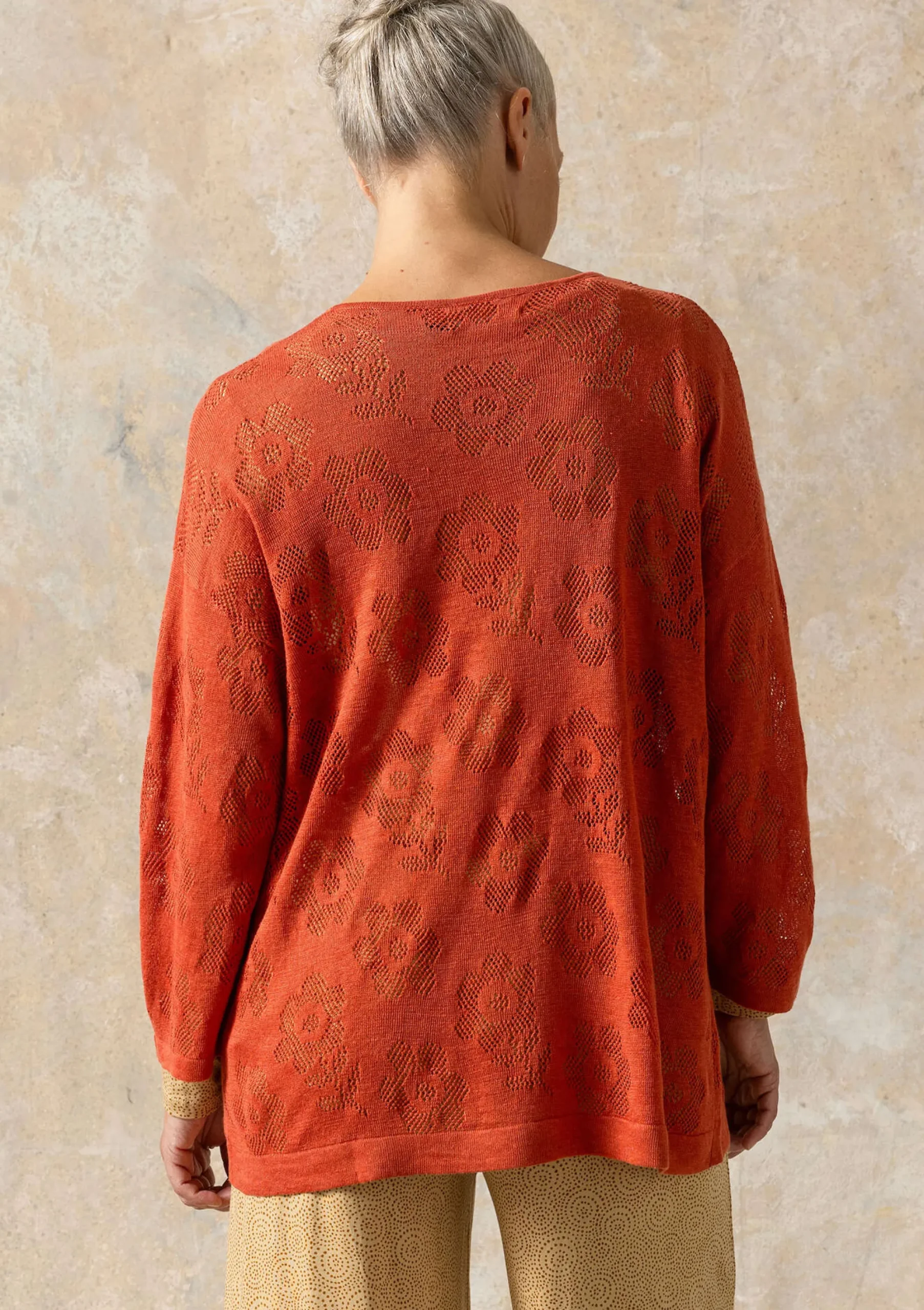 New Gudrun Sjödén Pointelle-Pullover Aus Leinen/Recycling-Leinen ziegel
