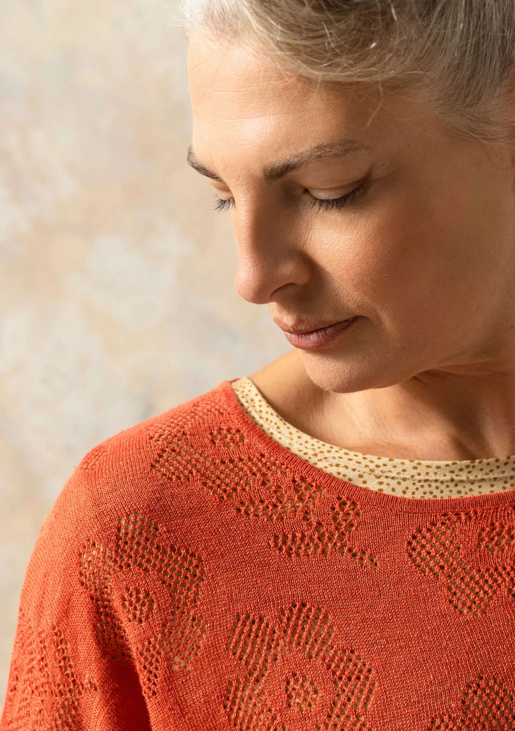 New Gudrun Sjödén Pointelle-Pullover Aus Leinen/Recycling-Leinen ziegel
