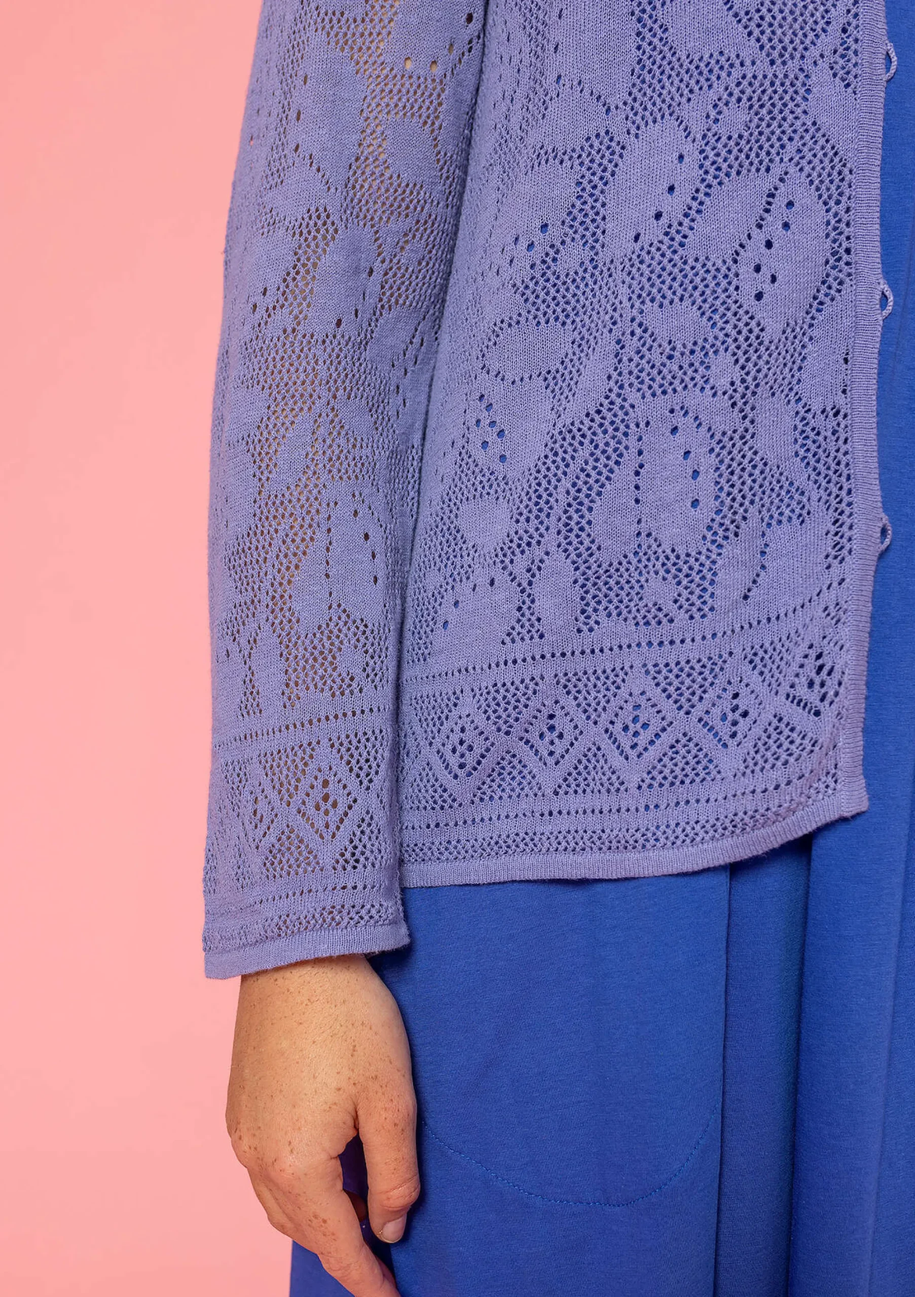 Clearance Gudrun Sjödén Pointelle-Strickjacke Luisa Aus Leinen/Recycling-Baumwolle dunkellavendel