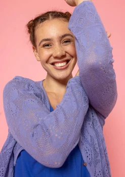 Clearance Gudrun Sjödén Pointelle-Strickjacke Luisa Aus Leinen/Recycling-Baumwolle dunkellavendel