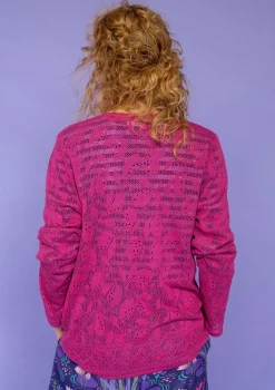 Clearance Gudrun Sjödén Pointelle-Strickjacke Luisa Aus Leinen/Recycling-Baumwolle orchideenrosa