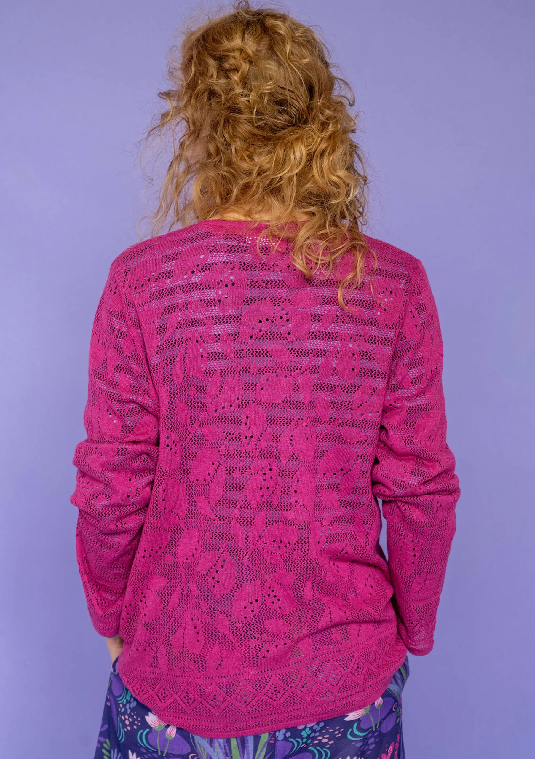 Clearance Gudrun Sjödén Pointelle-Strickjacke Luisa Aus Leinen/Recycling-Baumwolle orchideenrosa
