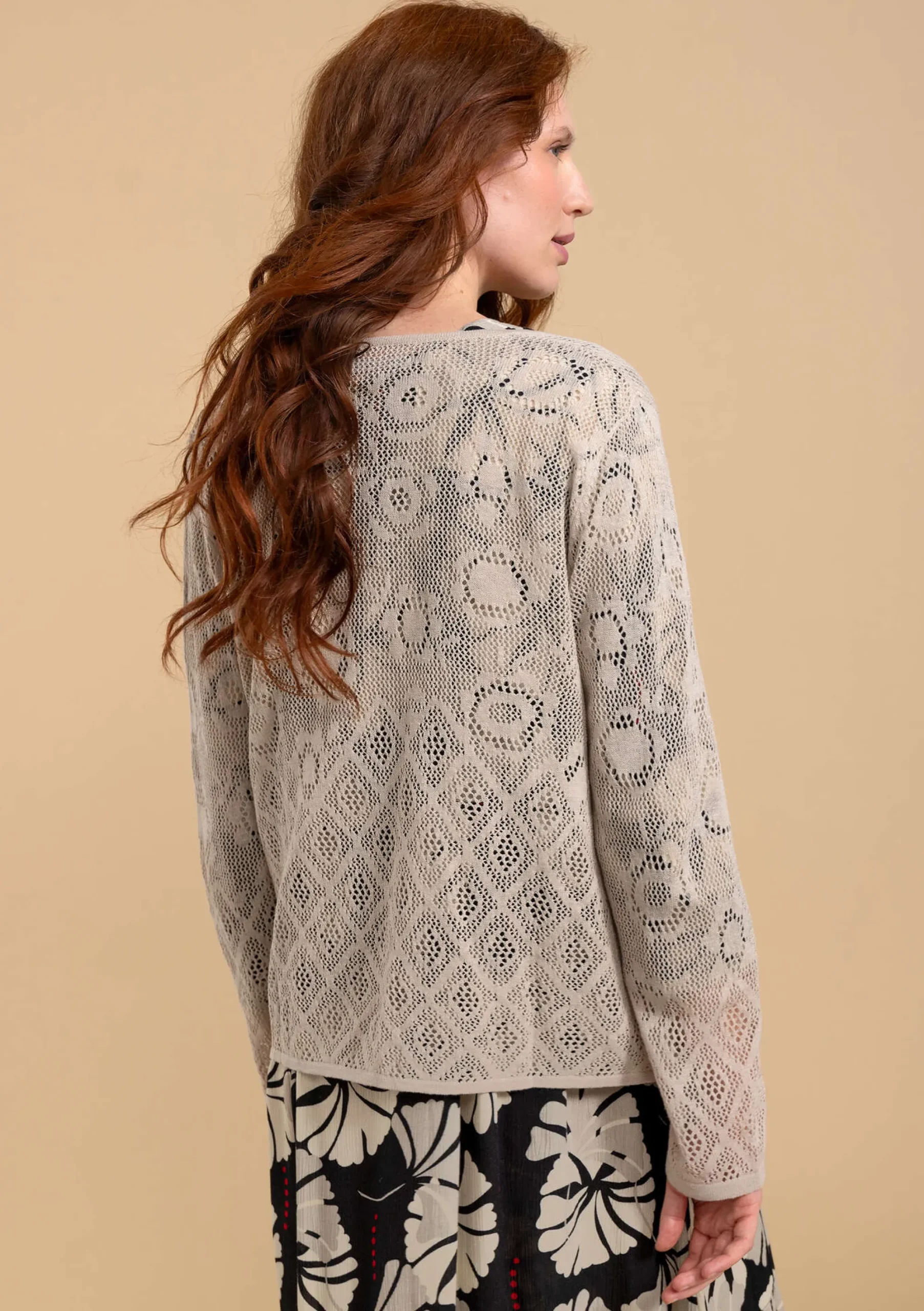 Hot Gudrun Sjödén Pointelle-Strickjacke Pezenas Aus Leinen/Recycling-Baumwolle natur