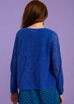 Hot Gudrun Sjödén Pointelle-Strickjacke Pezenas Aus Leinen/Recycling-Baumwolle brillantblau
