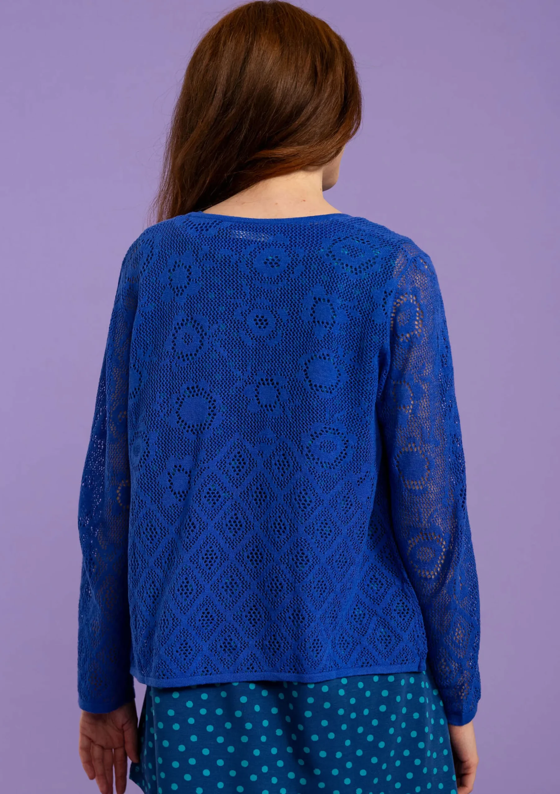 Hot Gudrun Sjödén Pointelle-Strickjacke Pezenas Aus Leinen/Recycling-Baumwolle brillantblau