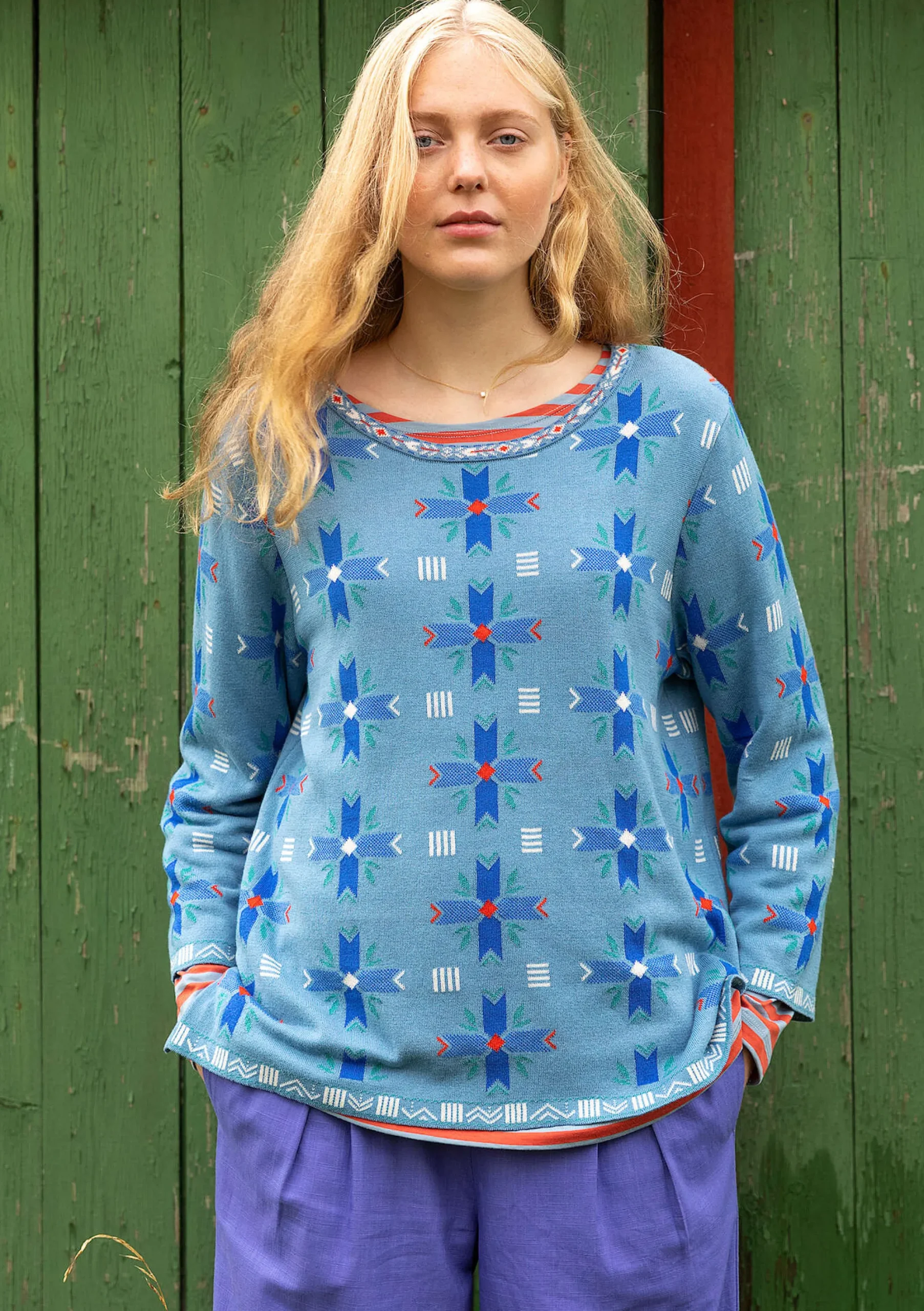 Outlet Gudrun Sjödén Pullover Bunge Aus Bio- Und Recycling-Baumwolle hellindigo