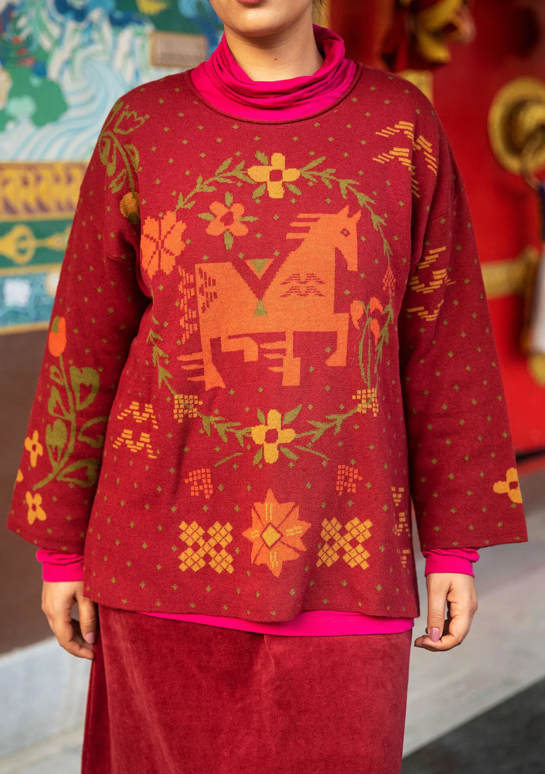 Clearance Gudrun Sjödén Pullover Feru Aus Bio-Baumwolle/Leinen achatrot